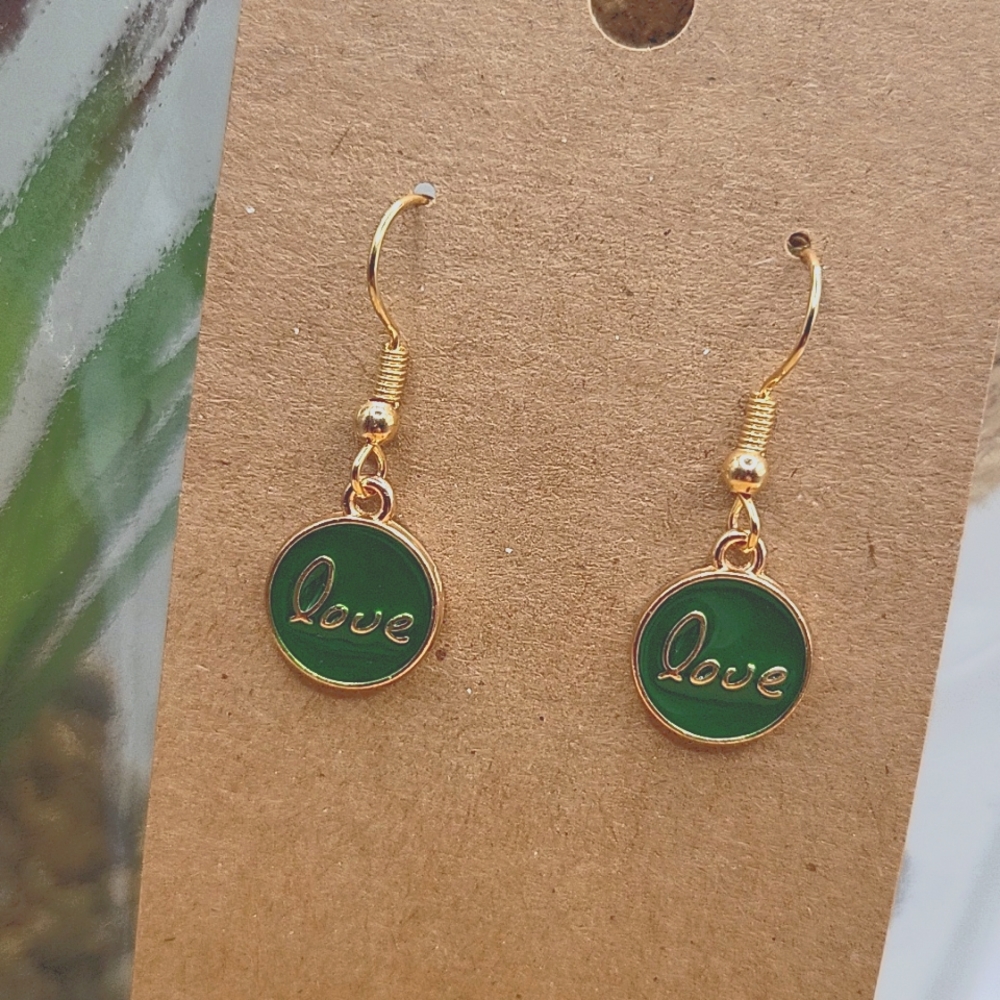 2/$10 green charm earrings